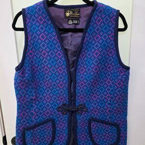 Mari Lwyd Vintage Sweater Vest Multicolor 100% Pure Virgin Wool